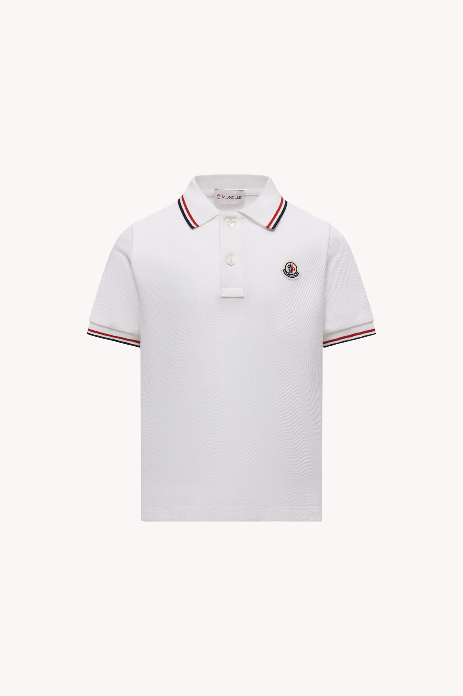 Tricolor-Trimmed Cotton Piquet Polo Shirt Boy White Moncler 0